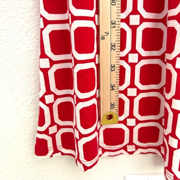 BODEN Amelie Stretch Jersey Dress Short Sleeve Geometric Red White Size US 6 - Picture 8 of 14